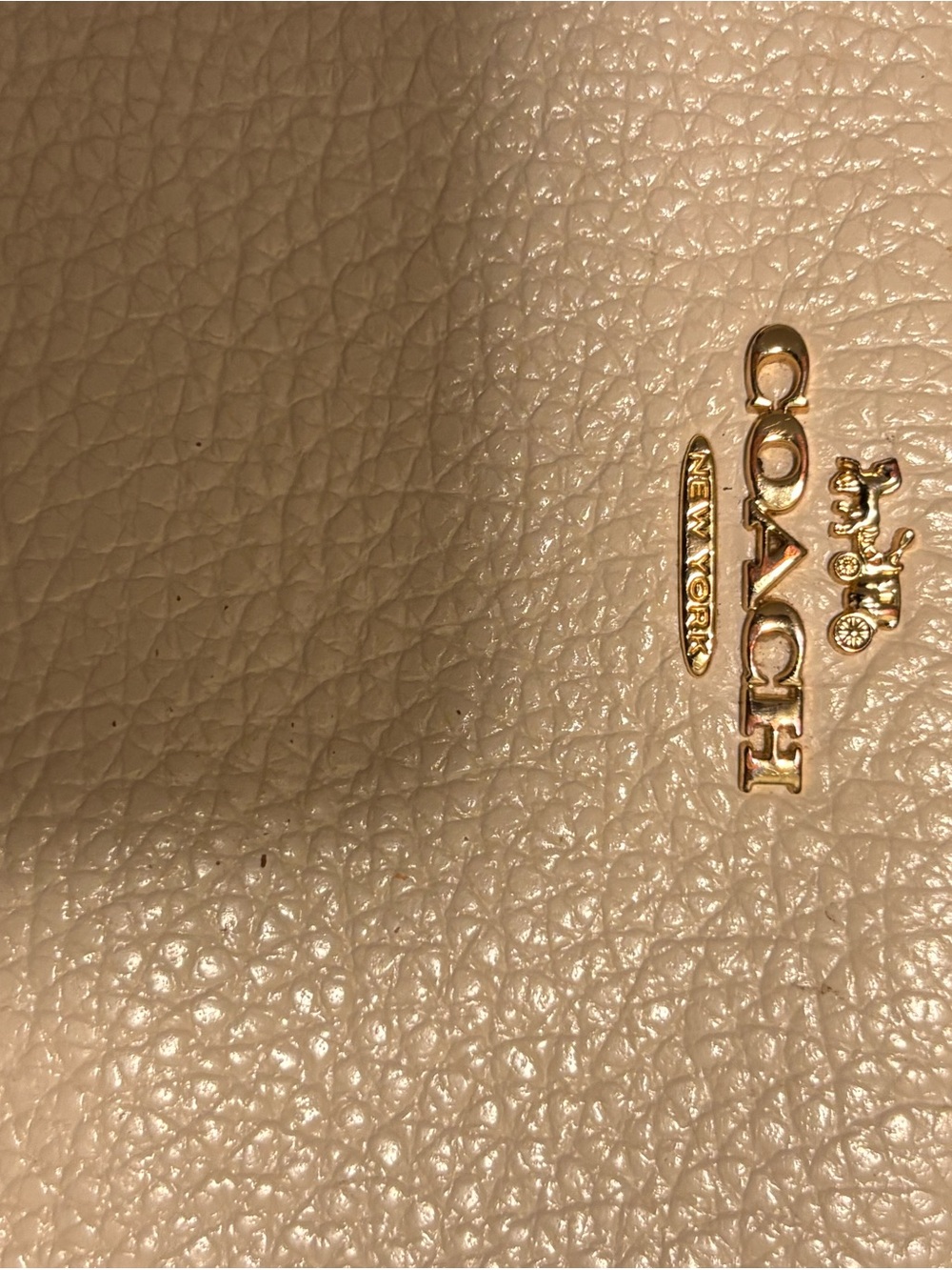 Coach Pebbled Leather Shoulder Bag in Cream with Gold Hardware